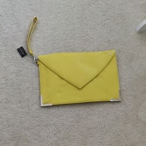 New!The Limited Womens Yellow Flat Envelope Clutch Wristlet Y2K Vintage  Oversiz